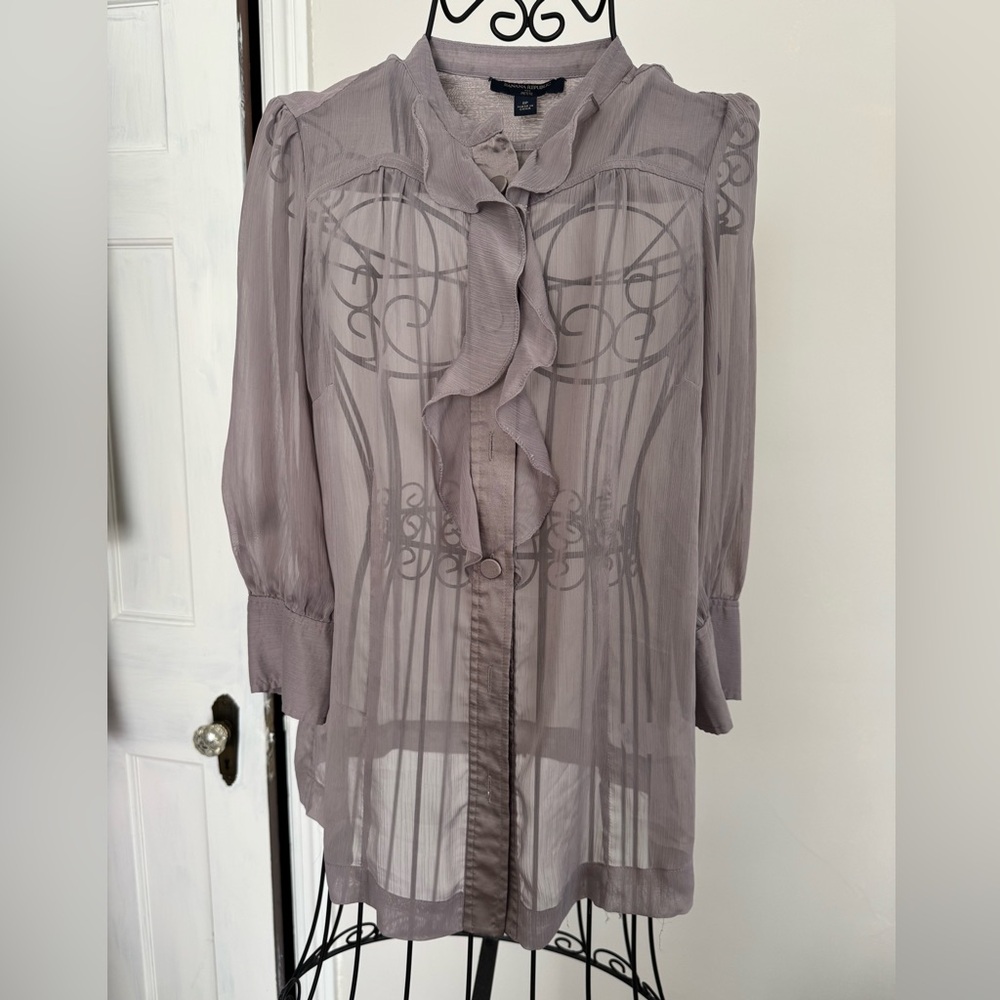 Sheer Banana Republic Sheer Ruffle Blouse - Gray